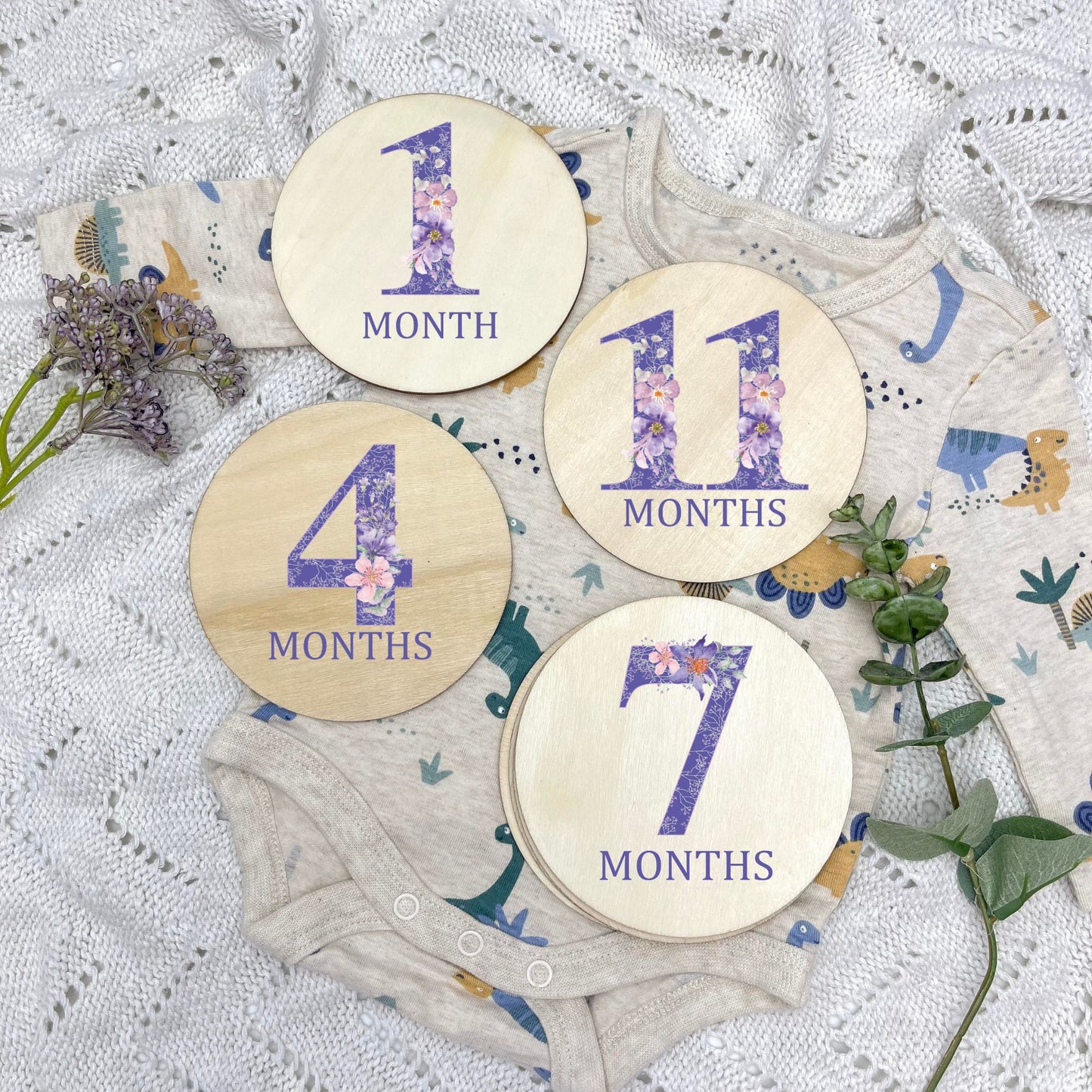 Floral milestone cards, baby milestone discs, boho nursery, aesthetic nursery, beige nursery