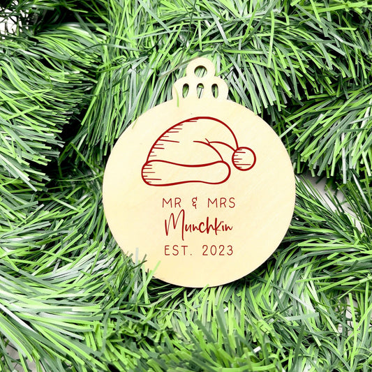 Personalised Newlywed Bauble, Mr. & Mrs. Christmas Ornament, First Christmas as Spouses Bauble, First Married Christmas Ornament