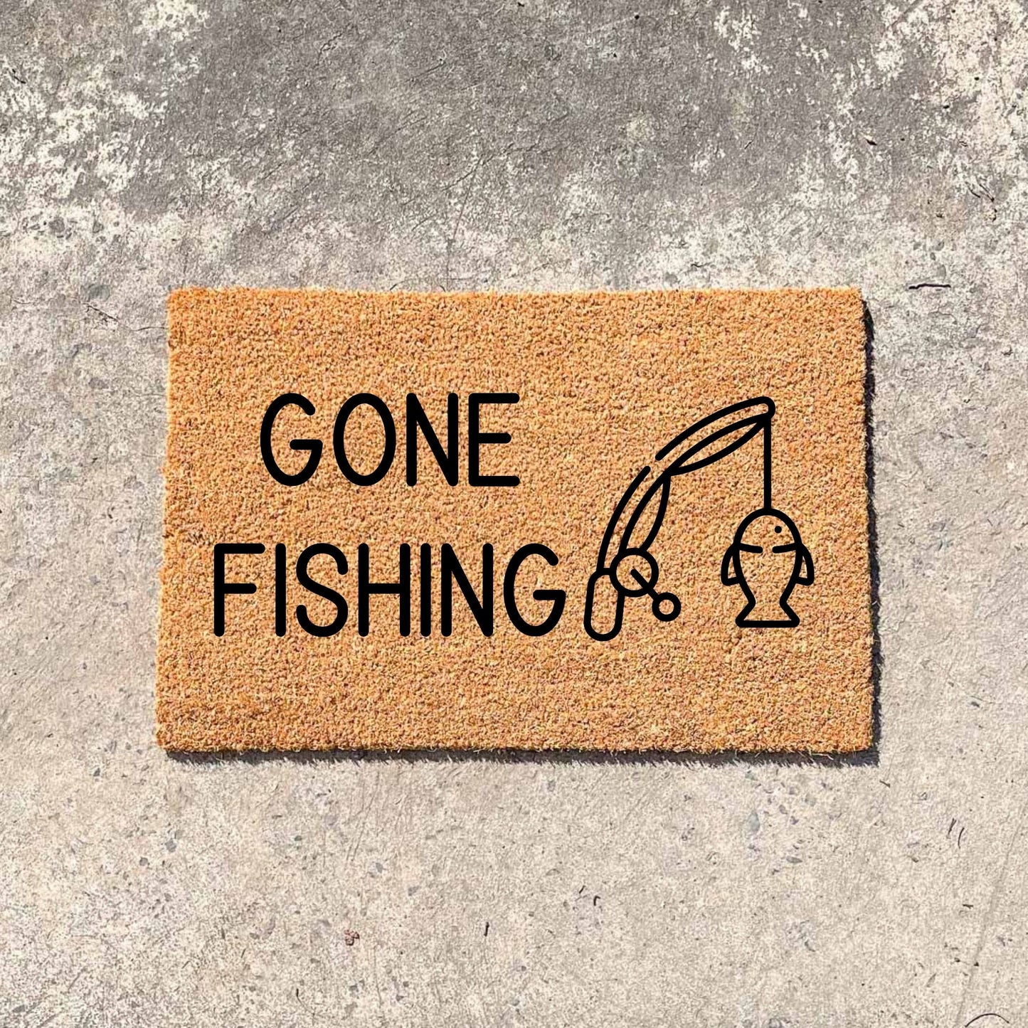 Gone fishing doormat, fathers day gift, gifts for him, birthday gift, dad doormat, grandpa doormat