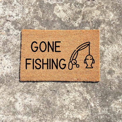 Gone fishing doormat, fathers day gift, gifts for him, birthday gift, dad doormat, grandpa doormat