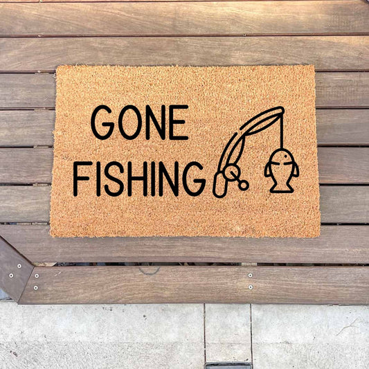 Gone fishing doormat, fathers day gift, gifts for him, birthday gift, dad doormat, grandpa doormat