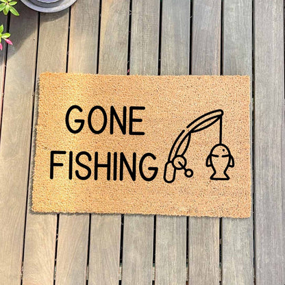 Gone fishing doormat, fathers day gift, gifts for him, birthday gift, dad doormat, grandpa doormat