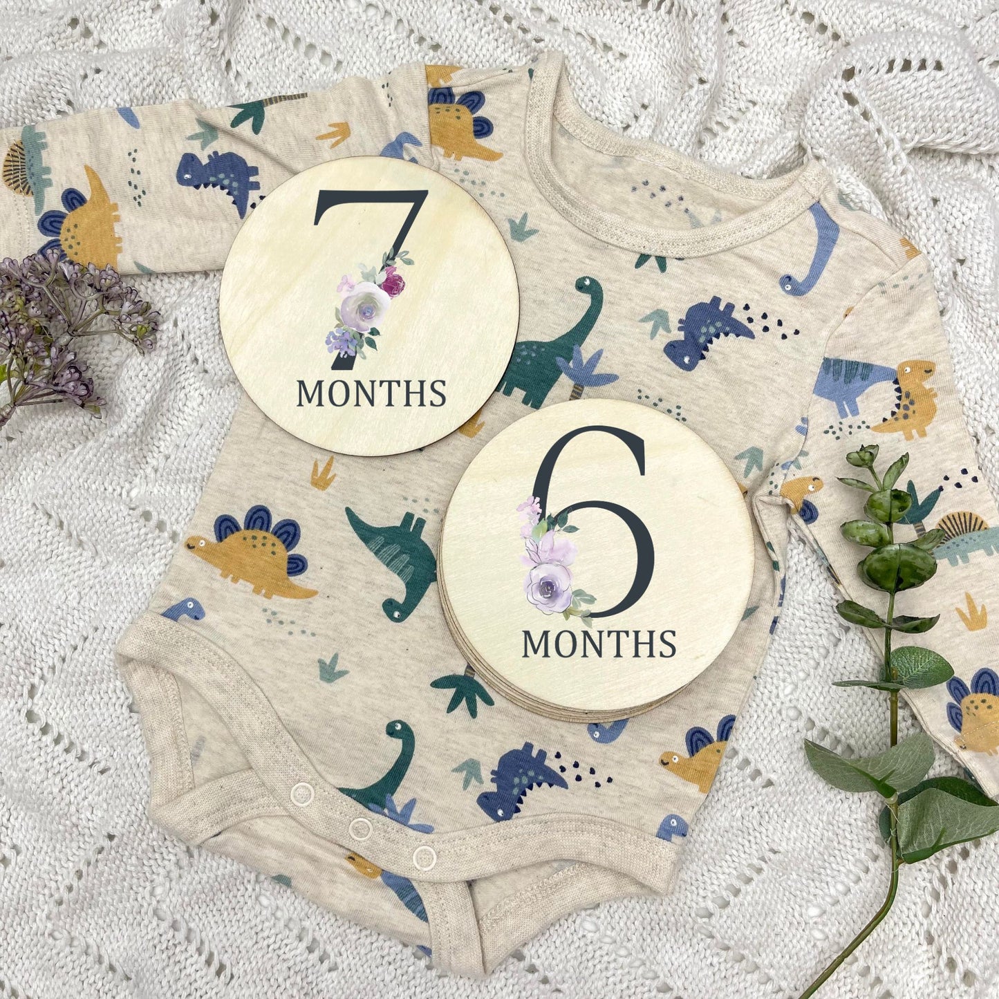 Floral milestone cards, baby milestone discs, boho nursery, aesthetic nursery, beige nursery