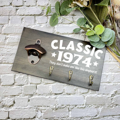 Classic 50th Birthday beer sign, 1973 beer sign gift, 1974 birthday, 50th celebration, bottle opener sign