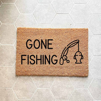 Gone fishing doormat, fathers day gift, gifts for him, birthday gift, dad doormat, grandpa doormat