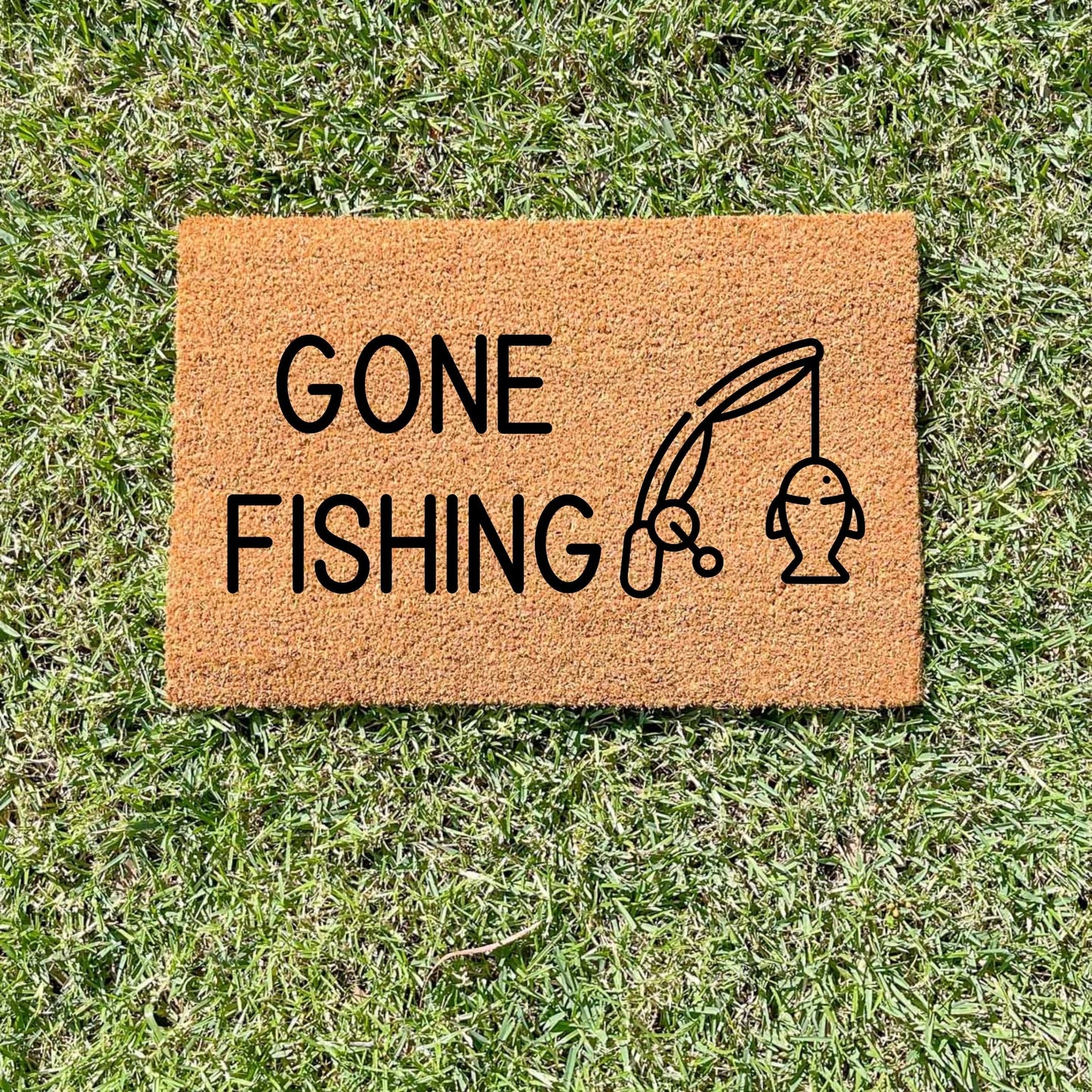 Gone fishing doormat, fathers day gift, gifts for him, birthday gift, dad doormat, grandpa doormat