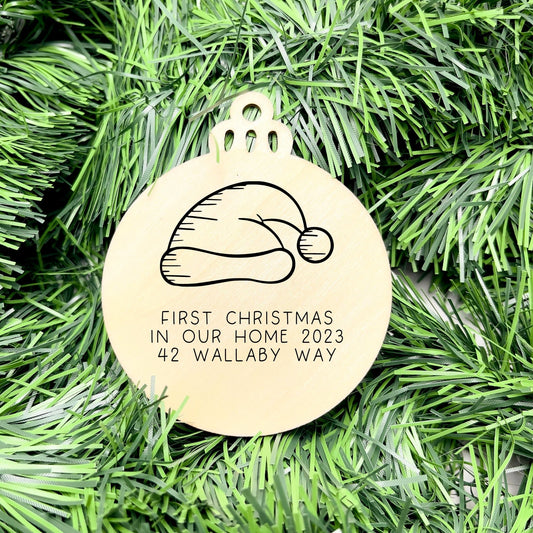 Personalised first Christmas in new home bauble, Housewarming Ornament, Cozy Home Decoration, new home bauble, holiday decor, christmas tree