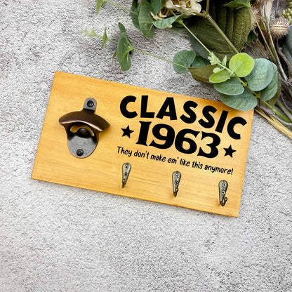 Classic 60th Birthday beer sign, 1963 beer sign gift, 1964 birthday, 60th celebration, bottle opener sign