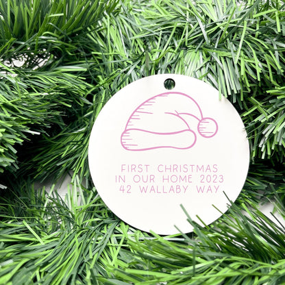 Personalised first Christmas in new home bauble, Housewarming Ornament, Cozy Home Decoration, new home bauble, holiday decor, christmas tree