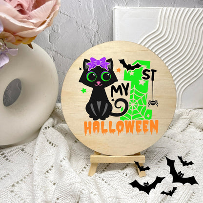 My first Halloween sign, Halloween Decor, Spooky Vibes, hocus pocus sign, trick or treat decor, haunted house h10