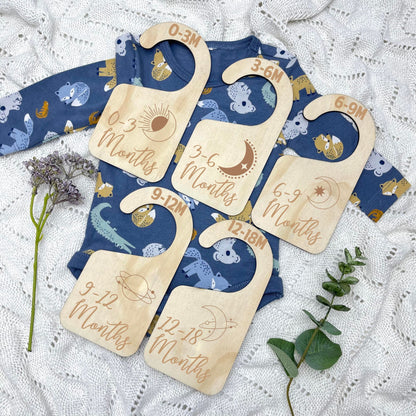 Celestial Wardrobe clothes dividers, baby clothing organiser, boho nursery, aesthetic nursery, baby shower gift