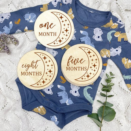 The moon milestone cards, baby milestone discs, boho nursery, aesthetic nursery, beige nursery