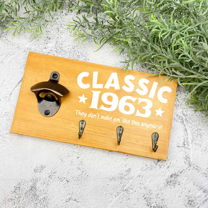 Classic 60th Birthday beer sign, 1963 beer sign gift, 1964 birthday, 60th celebration, bottle opener sign