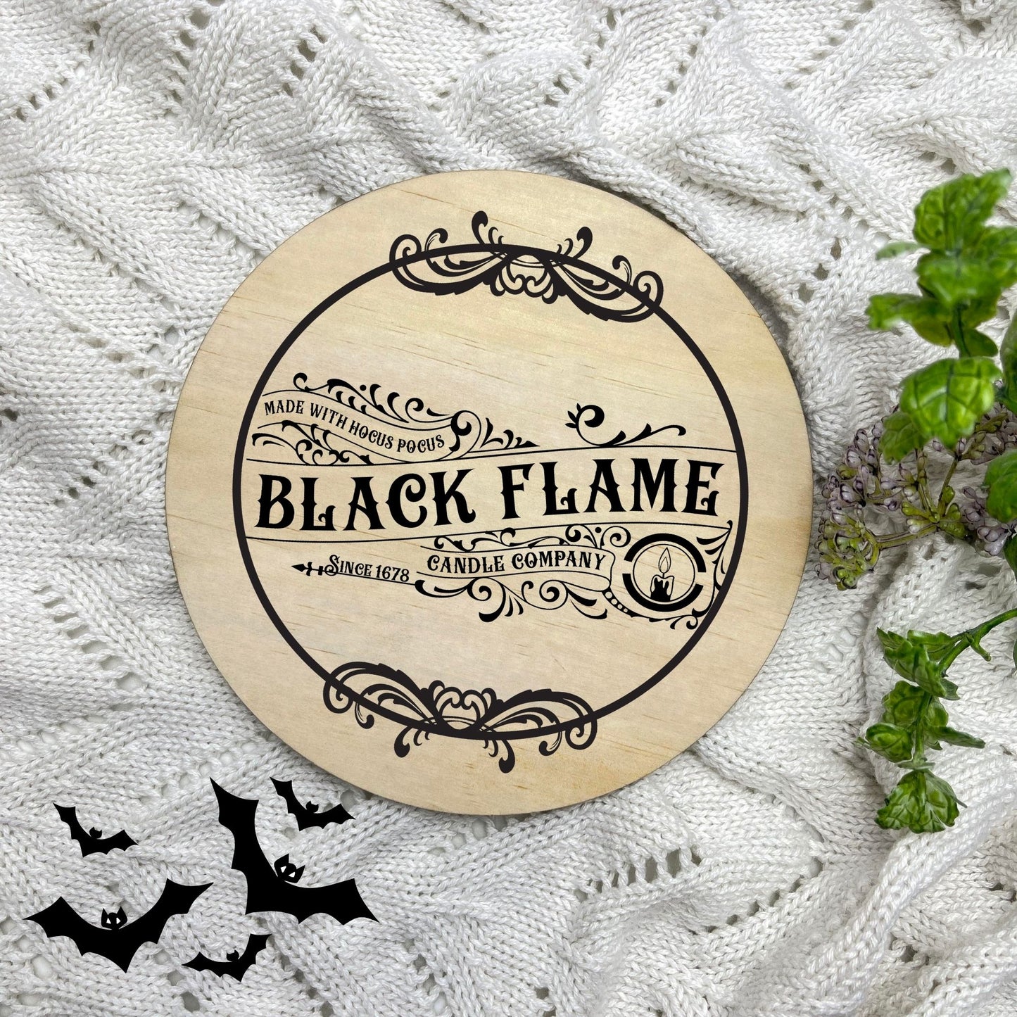 Black Flame sign, Halloween Decor, Spooky Vibes, hocus pocus sign, trick or treat decor, haunted house h61