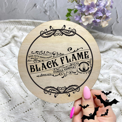 Black Flame sign, Halloween Decor, Spooky Vibes, hocus pocus sign, trick or treat decor, haunted house h61