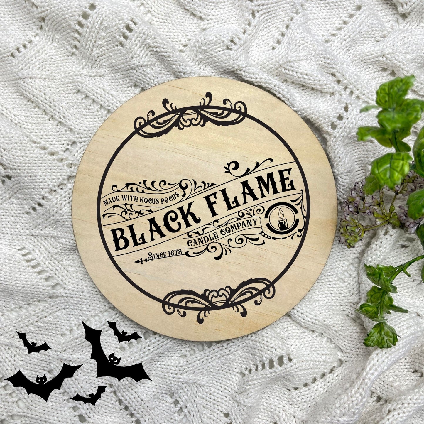 Black Flame sign, Halloween Decor, Spooky Vibes, hocus pocus sign, trick or treat decor, haunted house h61