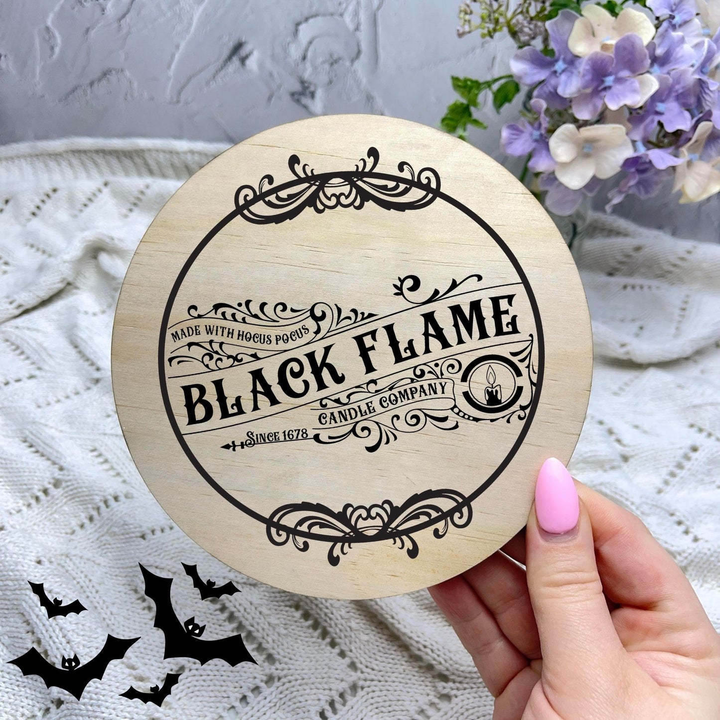 Black Flame sign, Halloween Decor, Spooky Vibes, hocus pocus sign, trick or treat decor, haunted house h61