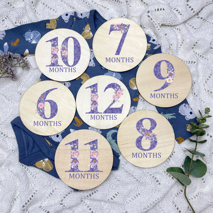 Floral milestone cards, baby milestone discs, boho nursery, aesthetic nursery, beige nursery