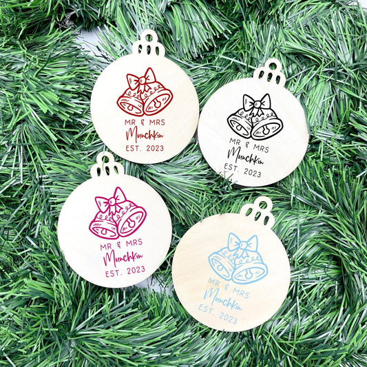 Personalised Newlywed Bauble, Mr. & Mrs. Christmas Ornament, First Christmas as Spouses Bauble, First Married Christmas Ornament