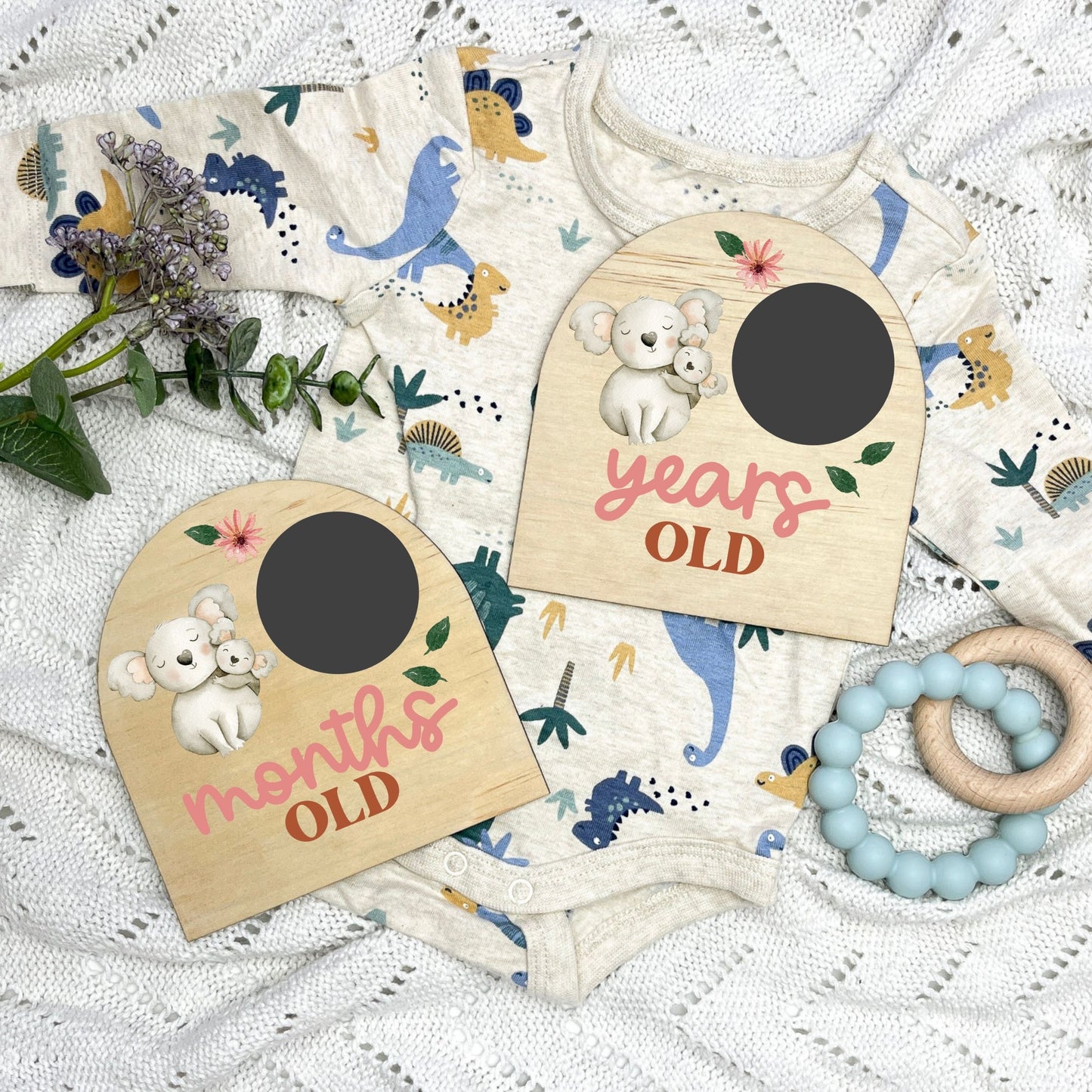 Koalas Reusable milestone cards, fill in your own milestone card, baby shower gift, weeks old, months old, milestone cards