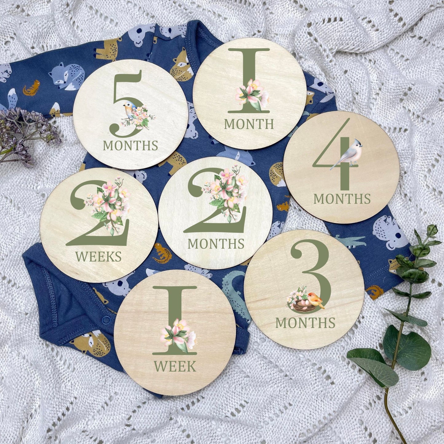 Floral milestone cards, baby milestone discs, boho nursery, aesthetic nursery, beige nursery