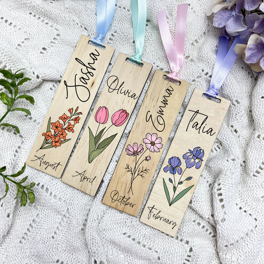 Birth Flower Bookmark, Mothers day Gift, Birthday Gift, Personalised Gift
