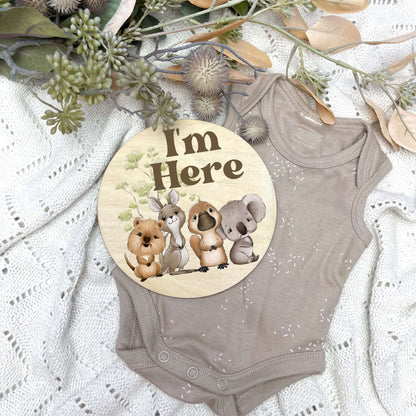 Aussie Animals newborn milestone discs, baby milestones, Aussie Animals, koala, kangaroo, kookaburra