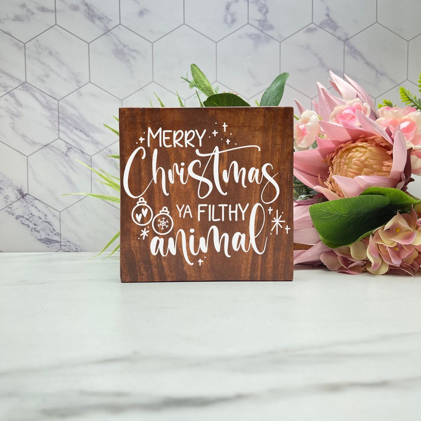 Merry Christmas ya filthy animal sign, christmas wood signs, christmas decor, home decor