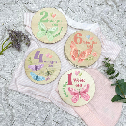 Butterflies newborn milestone discs, baby milestones, Butterflies, girl nursery, butterfly theme