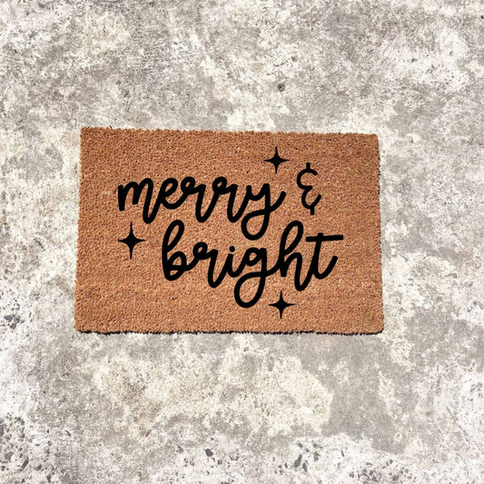 Merry and Bright doormat, Christmas doormat, Seasonal Doormat, Holidays Doormat