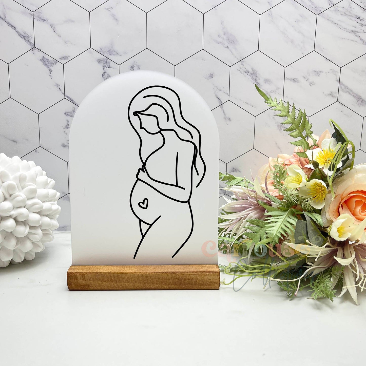 Pregnant woman line art acrylic sign, pregnancy sign, pregnancy gift