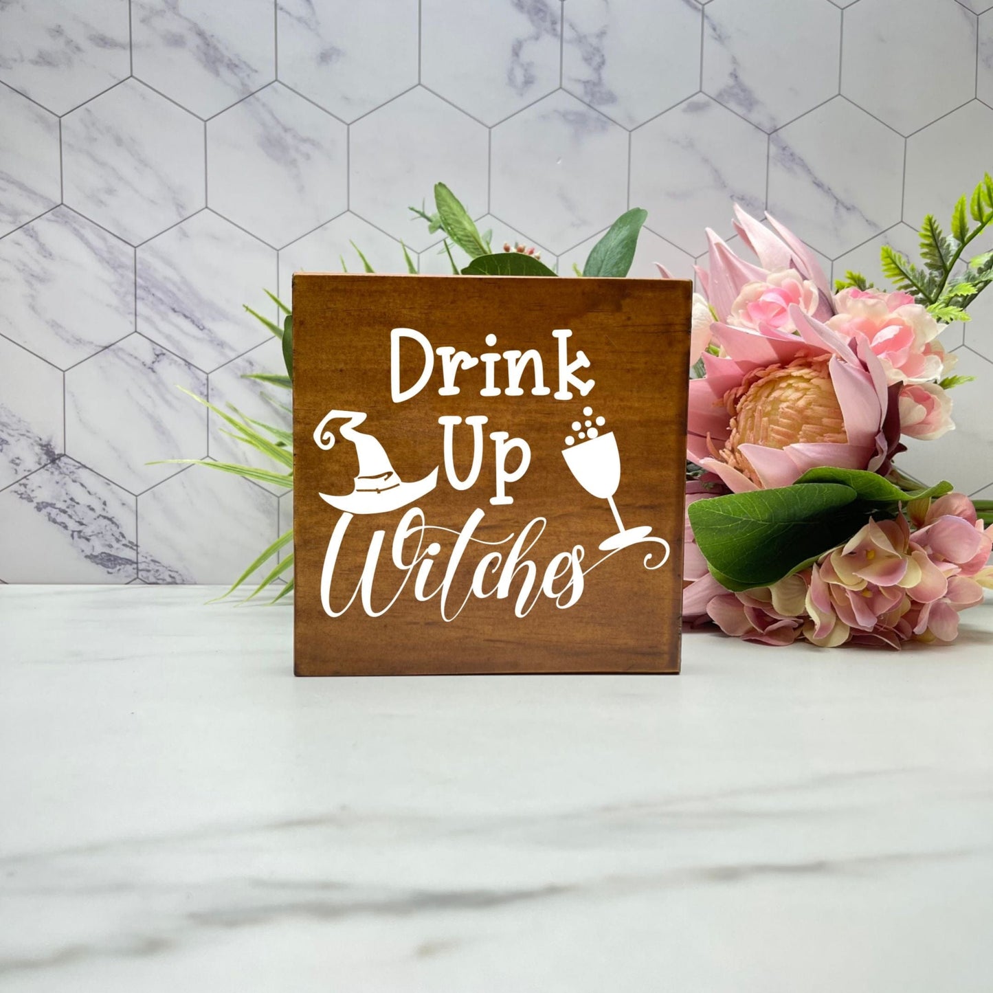 Drink up witches Wood Sign, Halloween Wood Sign, Halloween Home Decor, Spooky Decor