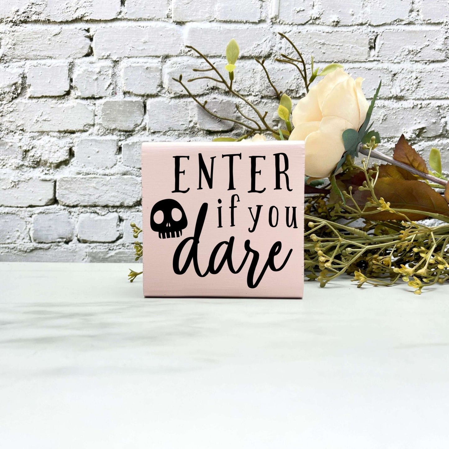 Enter if you dare Wood Sign, Halloween Wood Sign, Halloween Home Decor, Spooky Decor