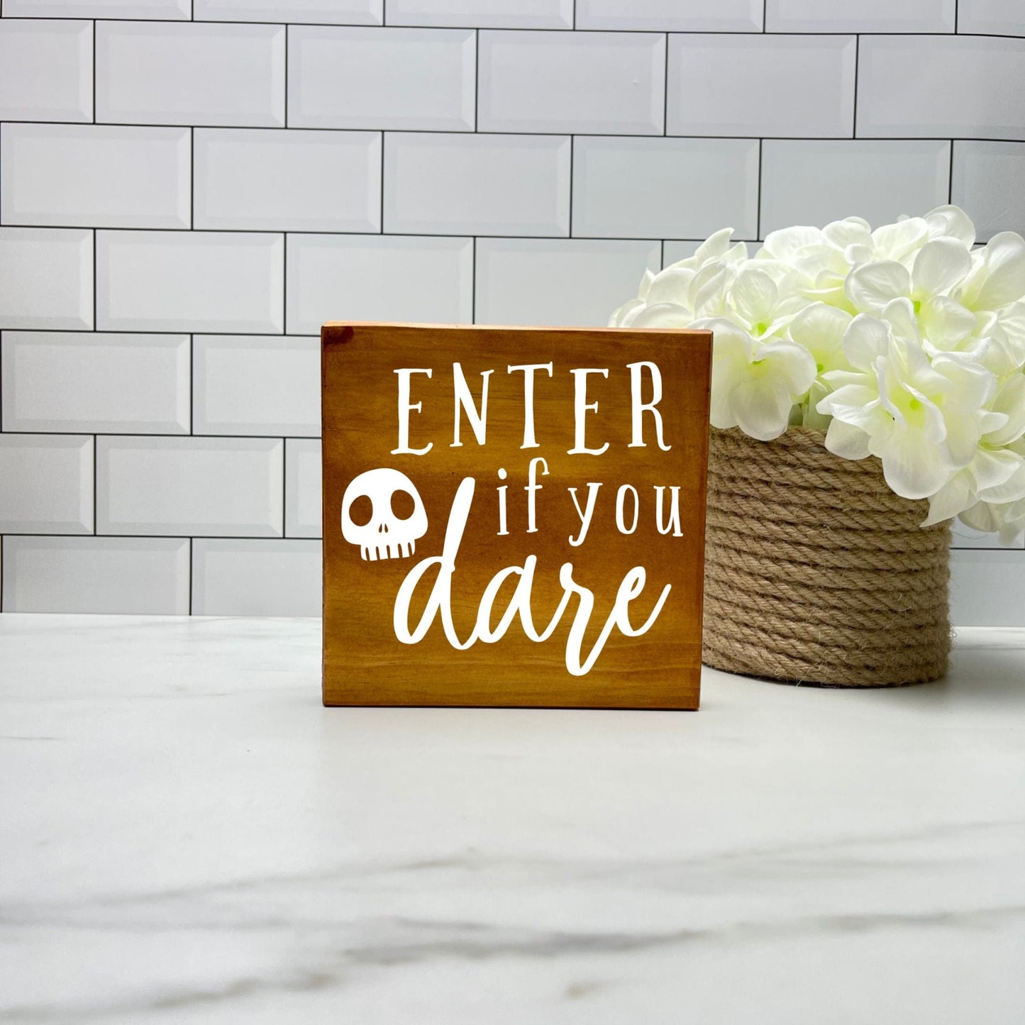 Enter if you dare Wood Sign, Halloween Wood Sign, Halloween Home Decor, Spooky Decor