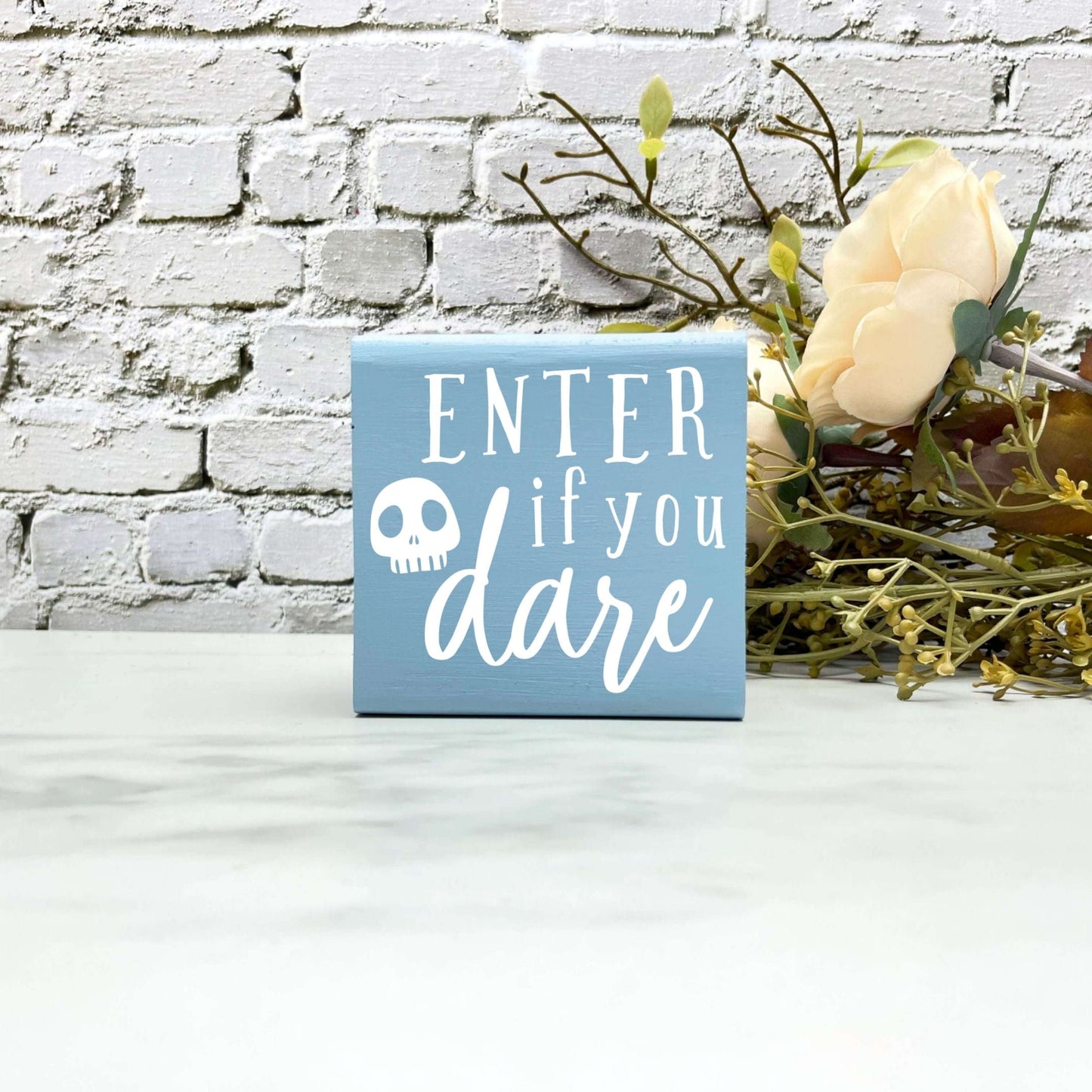 Enter if you dare Wood Sign, Halloween Wood Sign, Halloween Home Decor, Spooky Decor