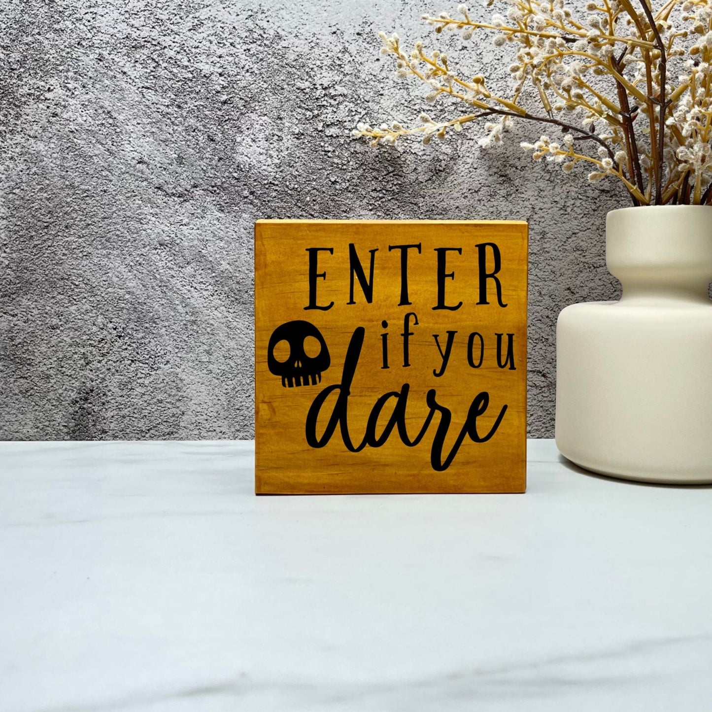 Enter if you dare Wood Sign, Halloween Wood Sign, Halloween Home Decor, Spooky Decor