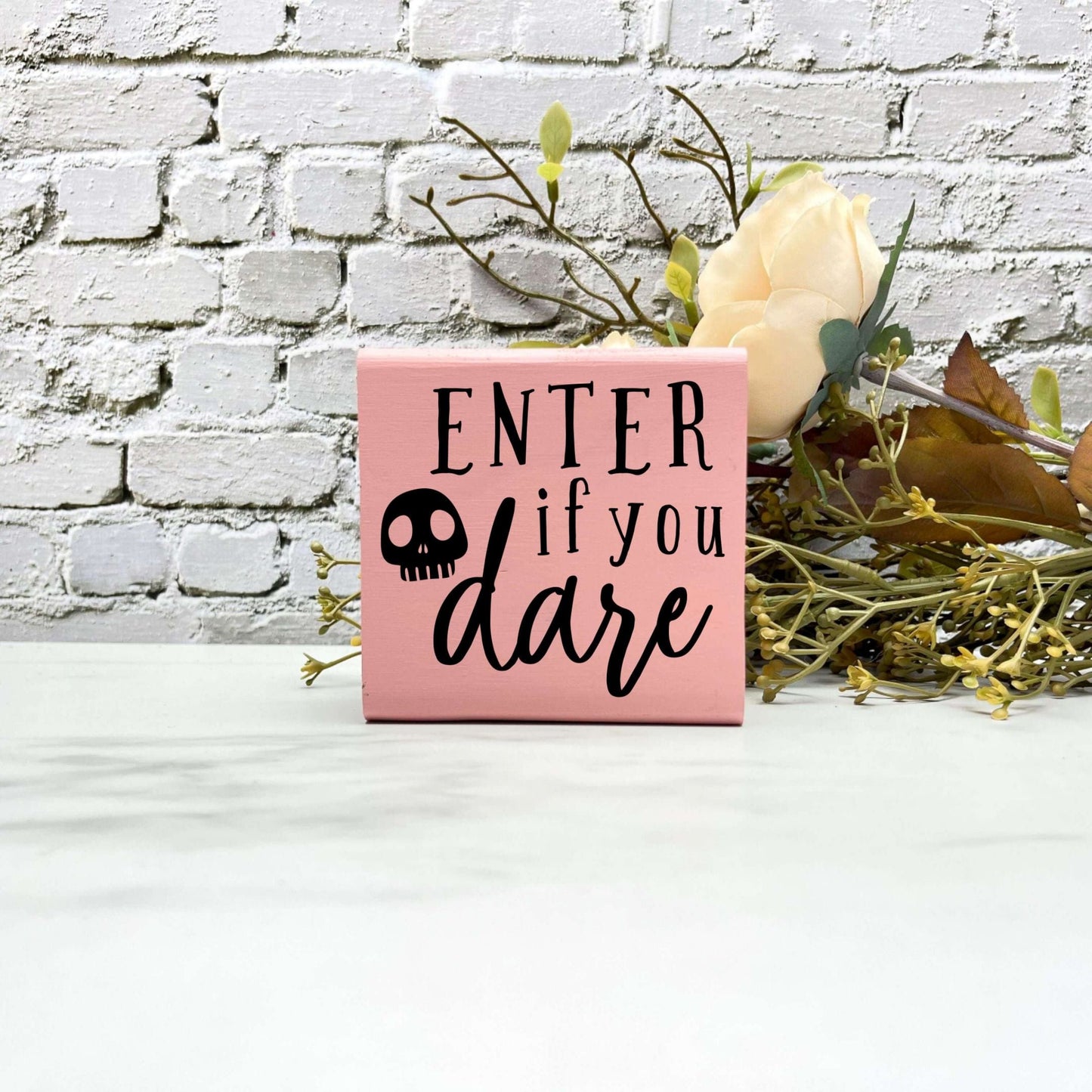 Enter if you dare Wood Sign, Halloween Wood Sign, Halloween Home Decor, Spooky Decor