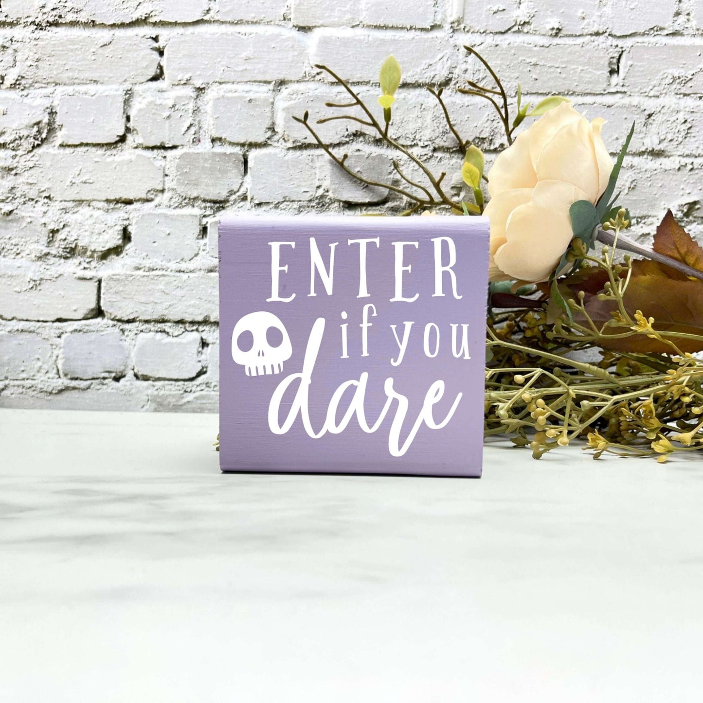 Enter if you dare Wood Sign, Halloween Wood Sign, Halloween Home Decor, Spooky Decor