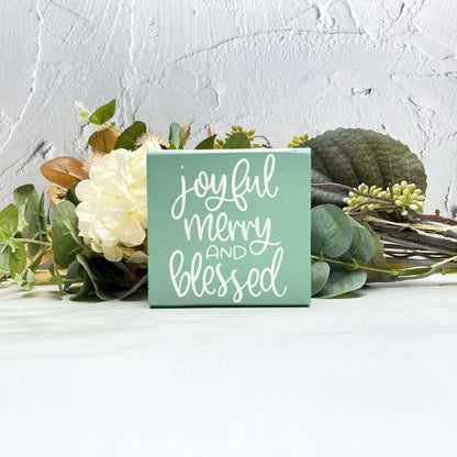 Joyful merry blessed Christmas sign, christmas wood signs, christmas decor, home decor