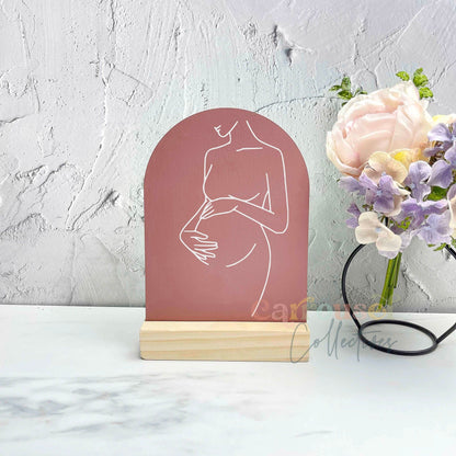 Pregnant woman line art acrylic sign, pregnancy sign, pregnancy gift