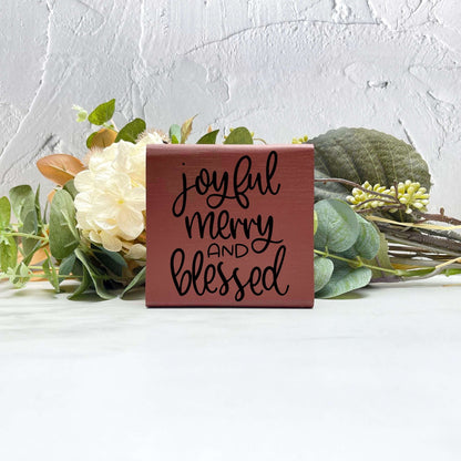 Joyful merry blessed Christmas sign, christmas wood signs, christmas decor, home decor