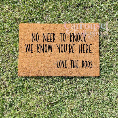 No need to knock doormat, custom doormat, personalised doormat, door mat