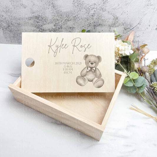 Teddy bear themed baby keepsake boxes - Memories box