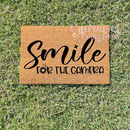 Smile for the Camera doormat, custom doormat, personalised doormat, door mat