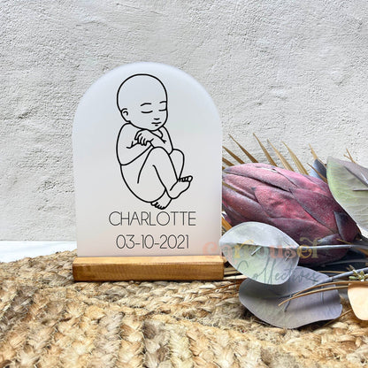 Personalised baby birth date acrylic sign, pregnancy decor, nursery decor sign