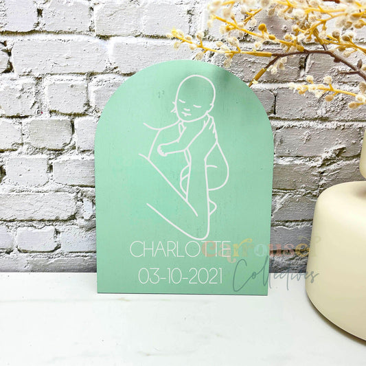 Personalised baby birth date acrylic sign, pregnancy decor, nursery decor sign