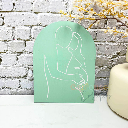 Pregnant woman with partner line art acrylic sign, pregnancy sign, pregnancy gift