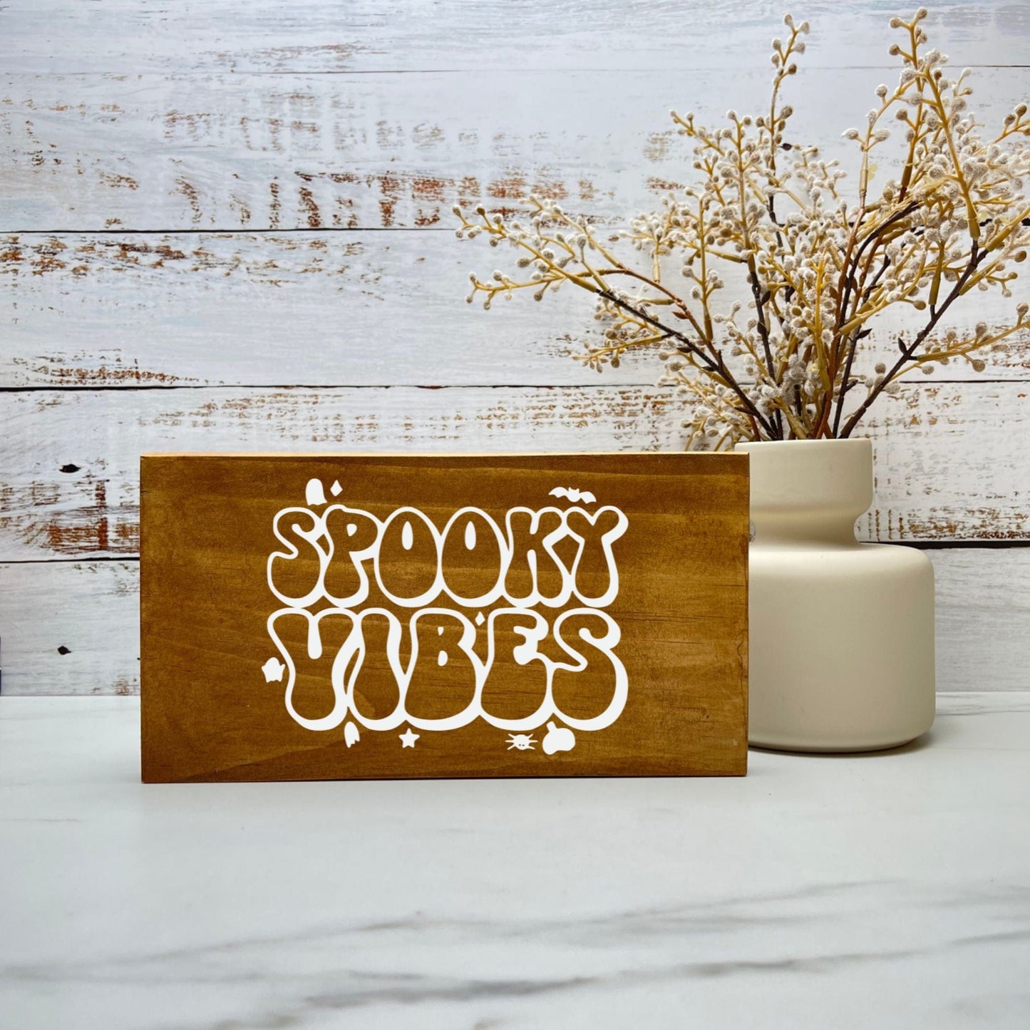 Spooky vibes wood Sign, Halloween Wood Sign, Halloween Home Decor, Spooky Decor