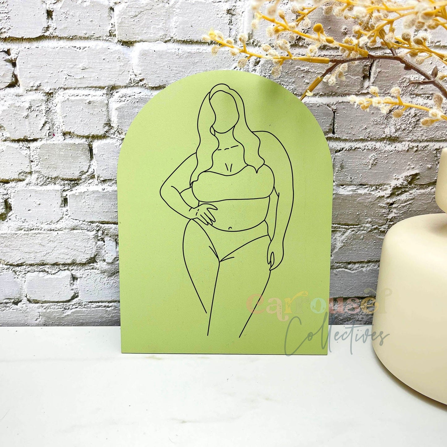 Feminine body line art acrylic sign, aesthetic hom decor, woman line art decor sign, home decor