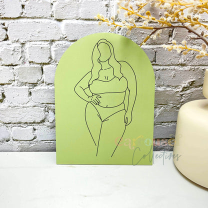 Feminine body line art acrylic sign, aesthetic hom decor, woman line art decor sign, home decor